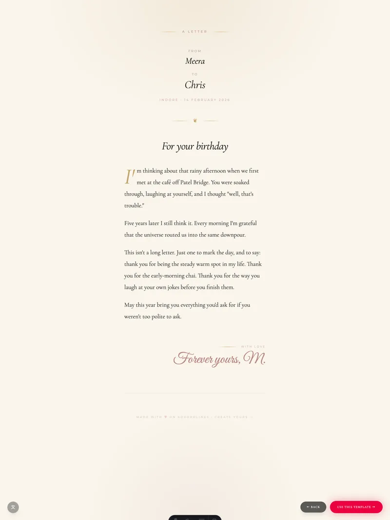 Letter Quiet template preview